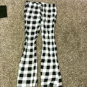 White and black plaid PJ pants
